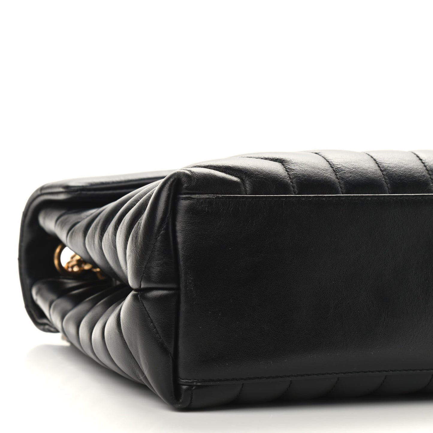 Calfskin Y Quilted Monogram Medium Loulou Chain Satchel Black