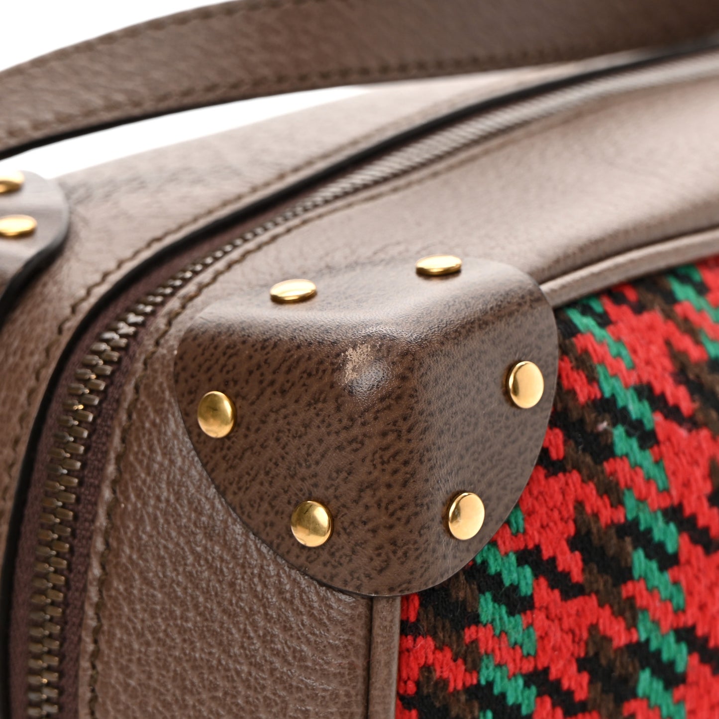 Cotton Wool Textured Calfskin Houndstooth Woven Square Messenger Bag Red Green Ivory Multicolor New Acero