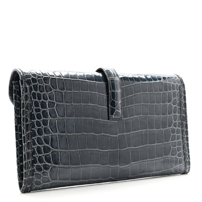Hermes Shiny Porosus Crocodile Jige Elan 29 Clutch Colvert 3 of 8