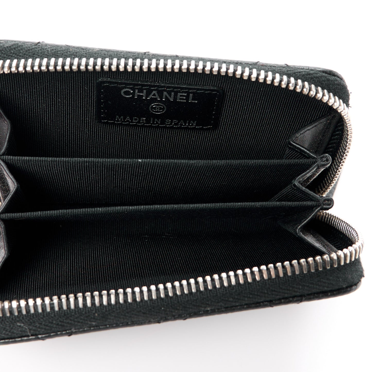 Caviar Quilted Zip Coin Purse Black