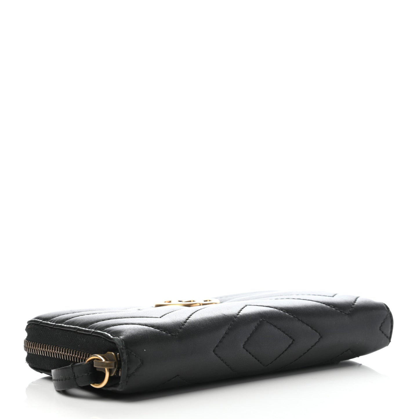 Calfskin Matelasse GG Marmont Zip Around Wallet Black