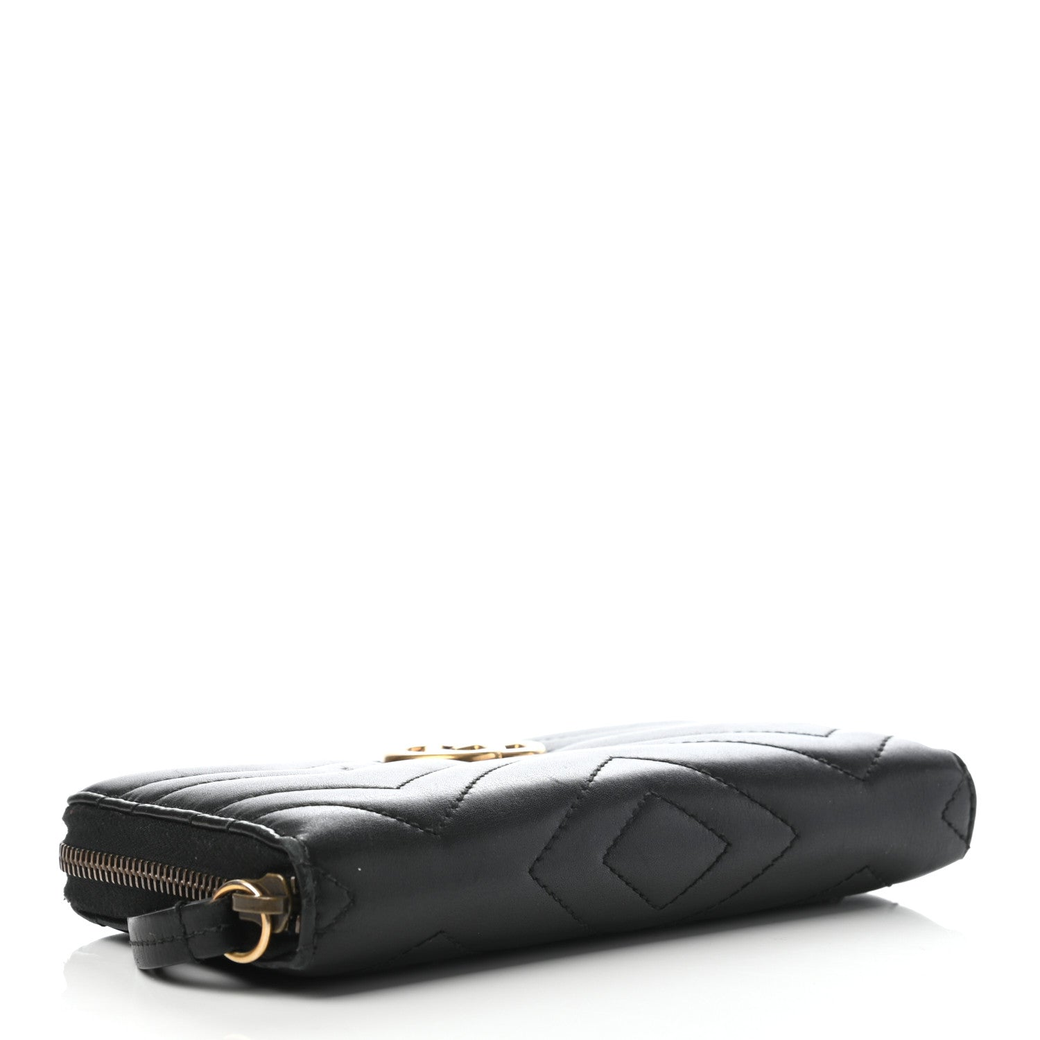 Gucci Calfskin Matelasse GG Marmont Zip Around Wallet Black 4 of 6