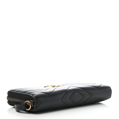 Gucci Calfskin Matelasse GG Marmont Zip Around Wallet Black 4 of 6