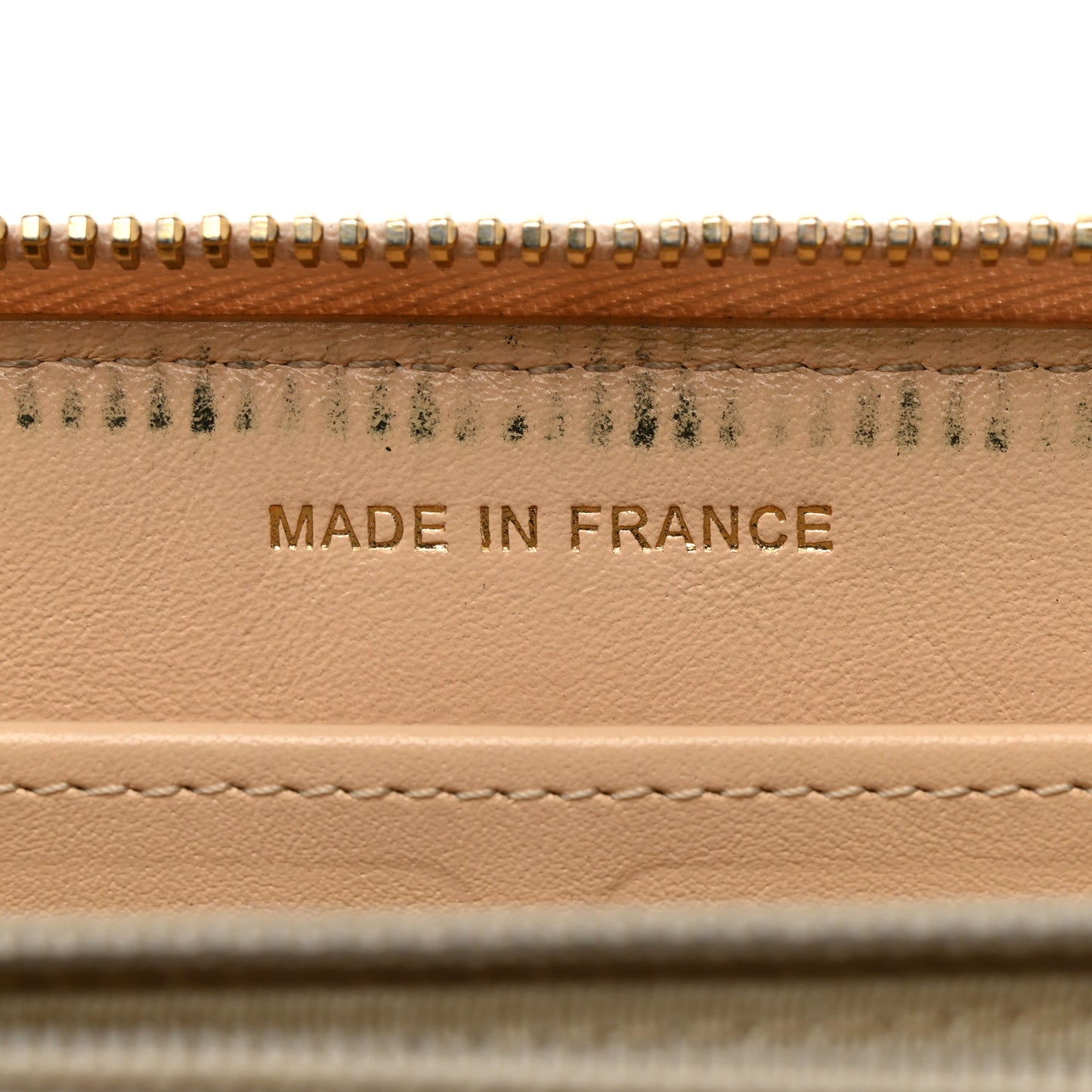 Caviar Quilted Large Gusset Zip Around Wallet Beige Clair