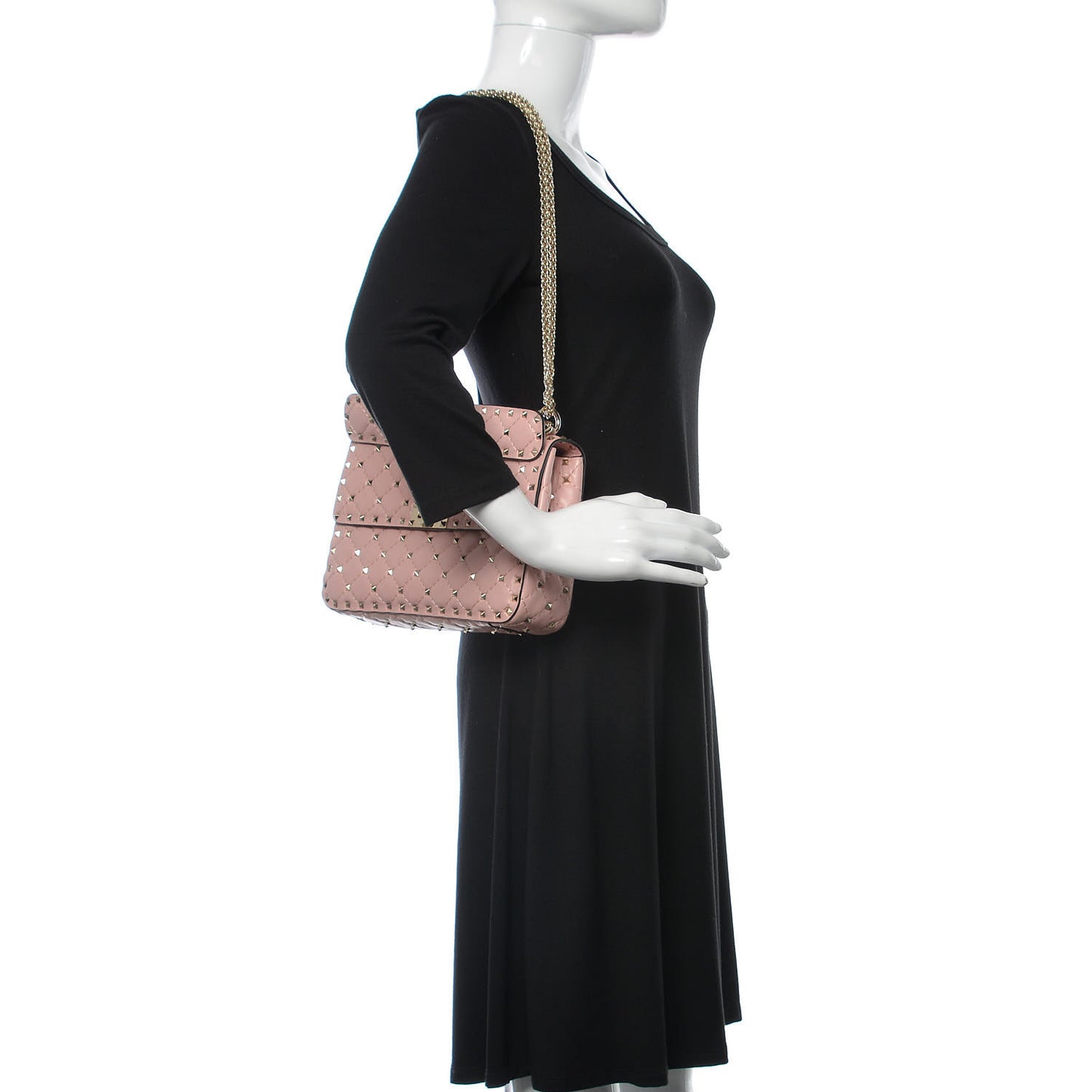 Lambskin Medium Rockstud Spike Shoulder Bag Pink