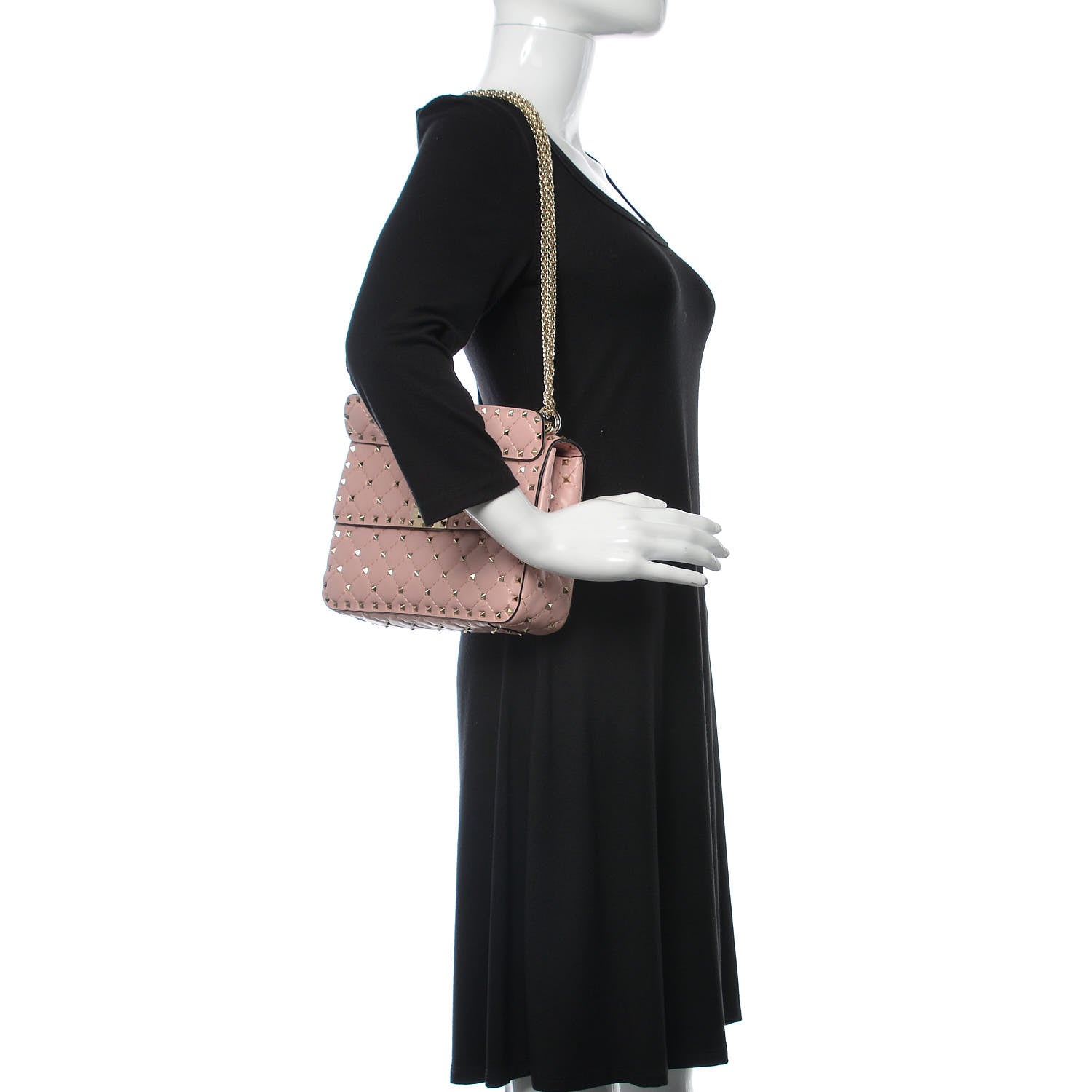 Valentino Garavani Lambskin Medium Rockstud Spike Shoulder Bag Pink 2 of 10