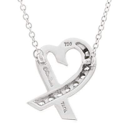 Tiffany 18k White Gold Diamond Small Paloma Picasso Loving Heart Necklace 4 of 6
