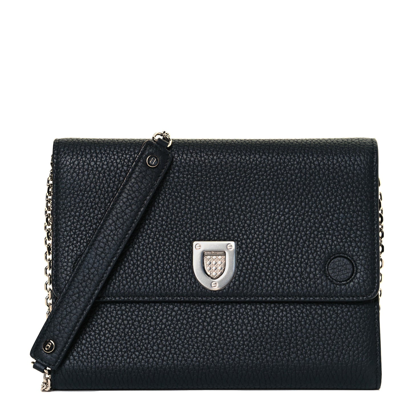Grained Calfskin Diorever Wallet On Chain Black