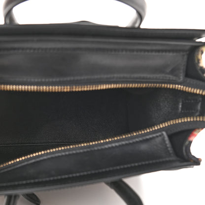 Celine Calfskin Lambskin Canvas Jacquard Floral Nano Luggage Black 5 of 10