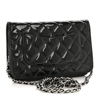Chanel Patent Quilted Wallet On Chain WOC Black 3 of 13