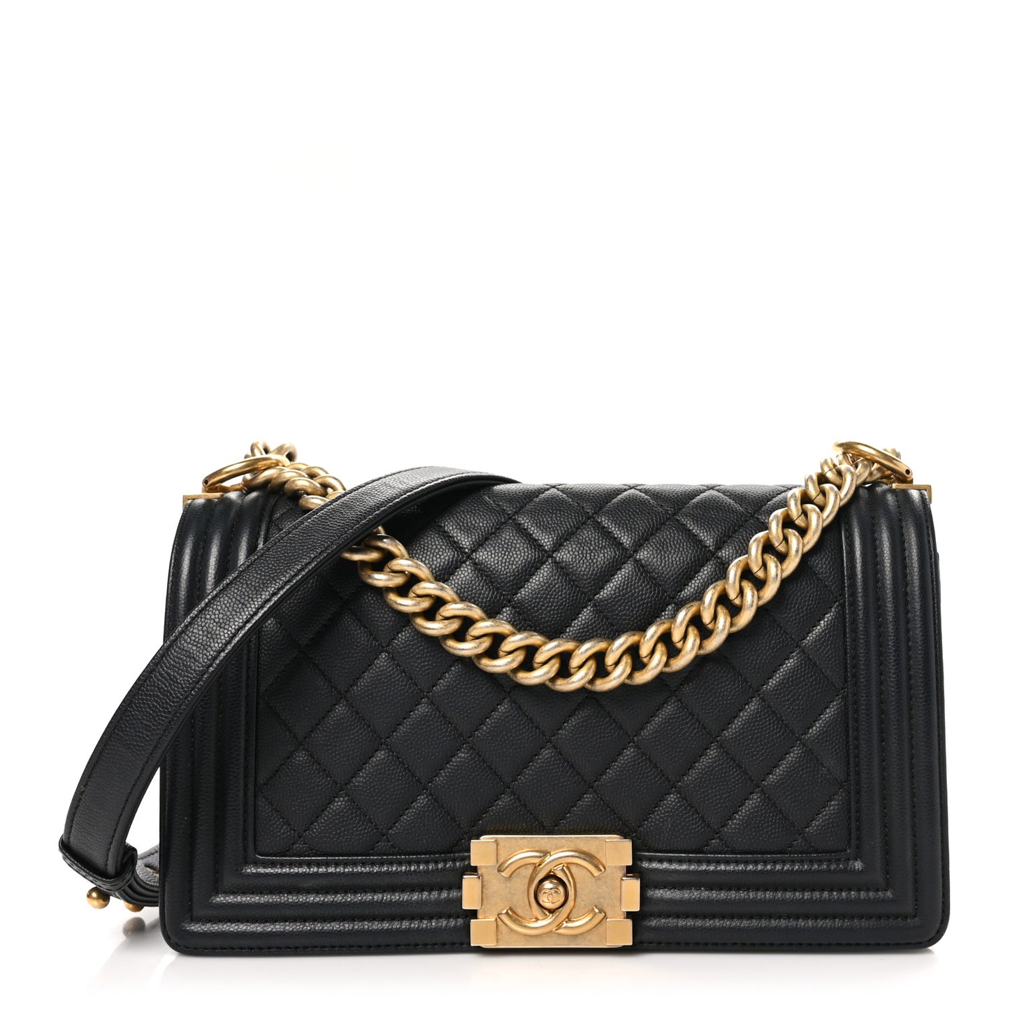 Caviar Quilted Medium Boy Flap Black