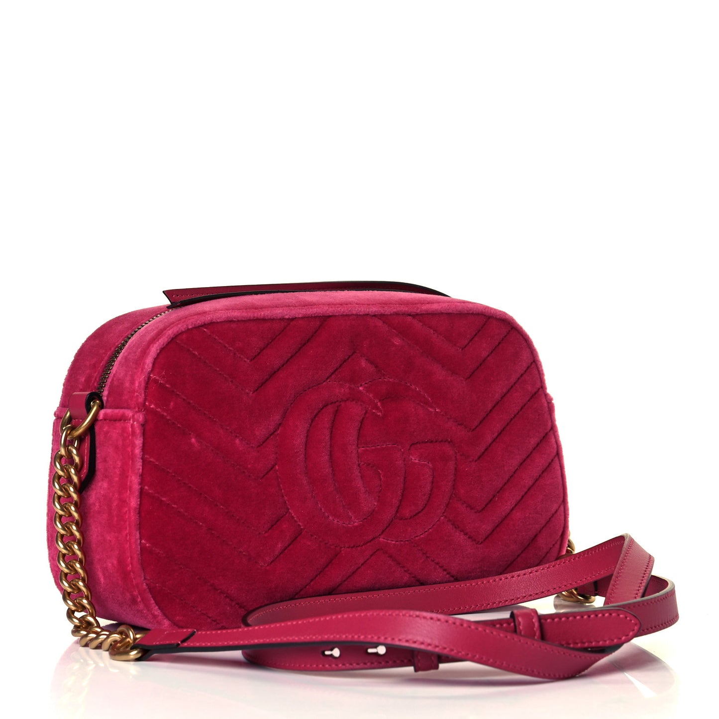 Velvet Matelasse Small GG Marmont Chain Shoulder Bag Light Raspberry Rose