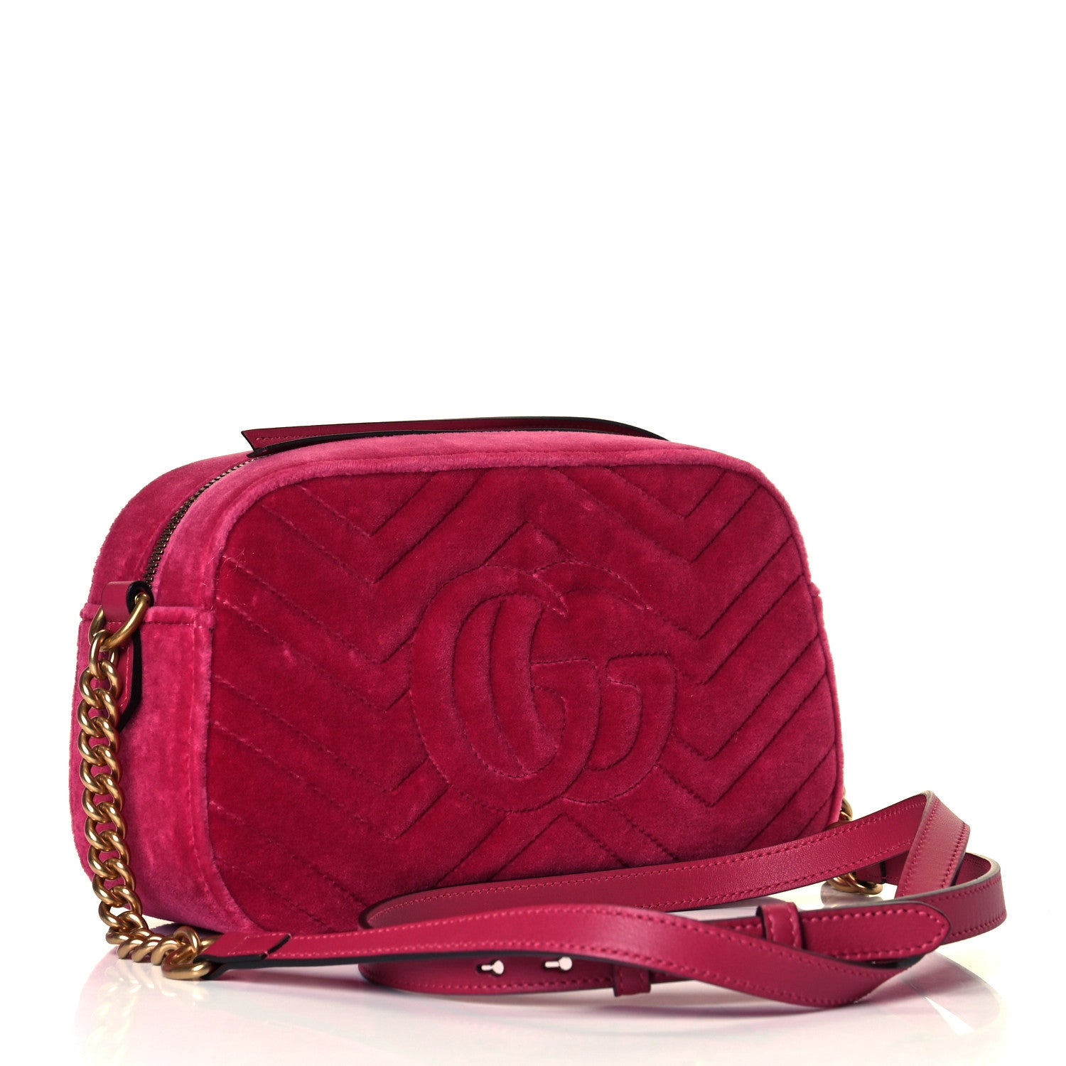 Gucci Velvet Matelasse Small GG Marmont Chain Shoulder Bag Light Raspberry Rose 3 of 8