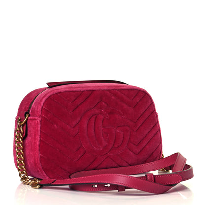 Gucci Velvet Matelasse Small GG Marmont Chain Shoulder Bag Light Raspberry Rose 3 of 8