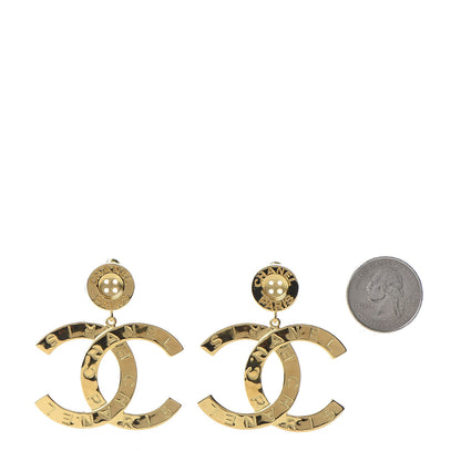 Chanel Metal Large Paris Button Earrings Gold 2 of 5