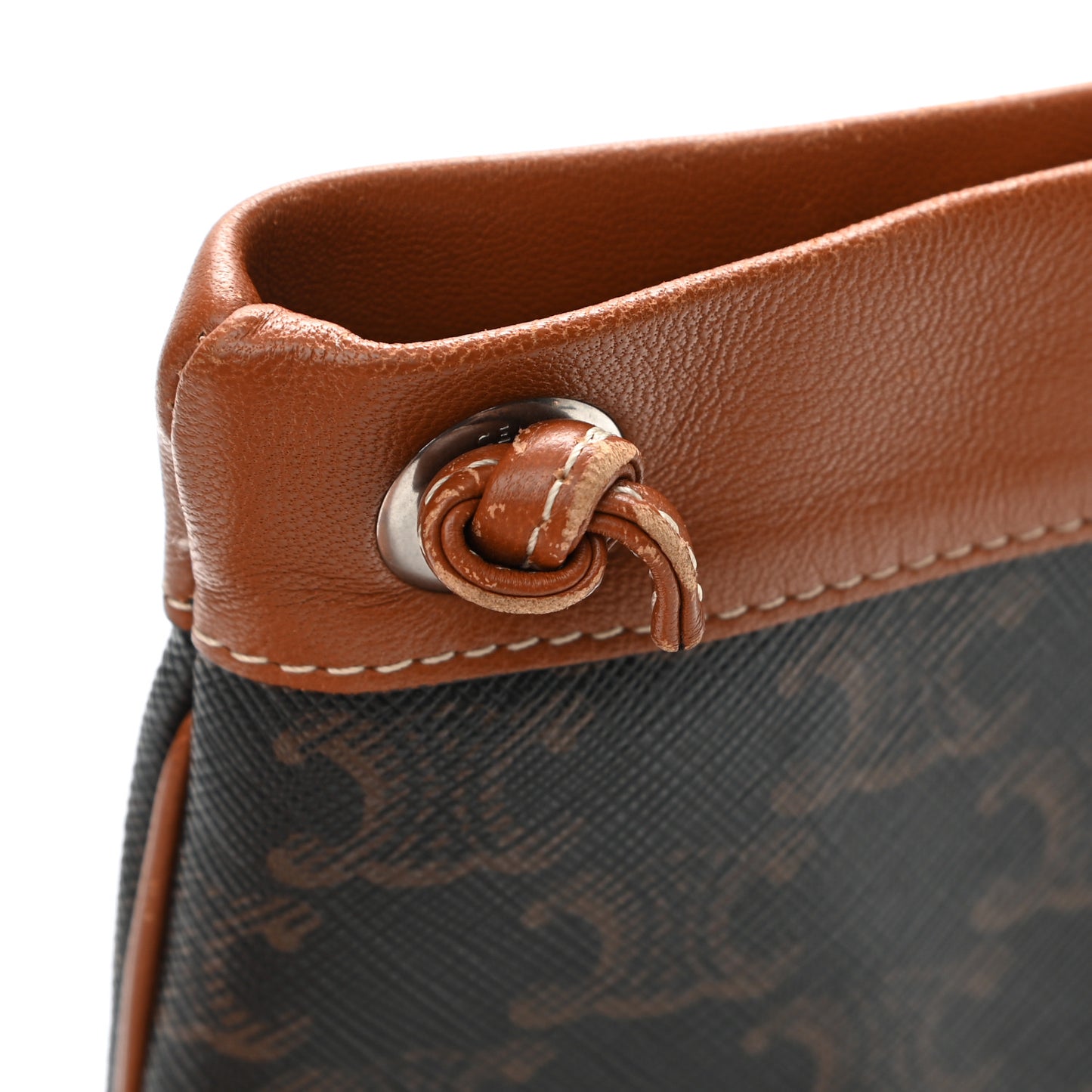 Triomphe Canvas Calfskin Mini Poche Bag Tan