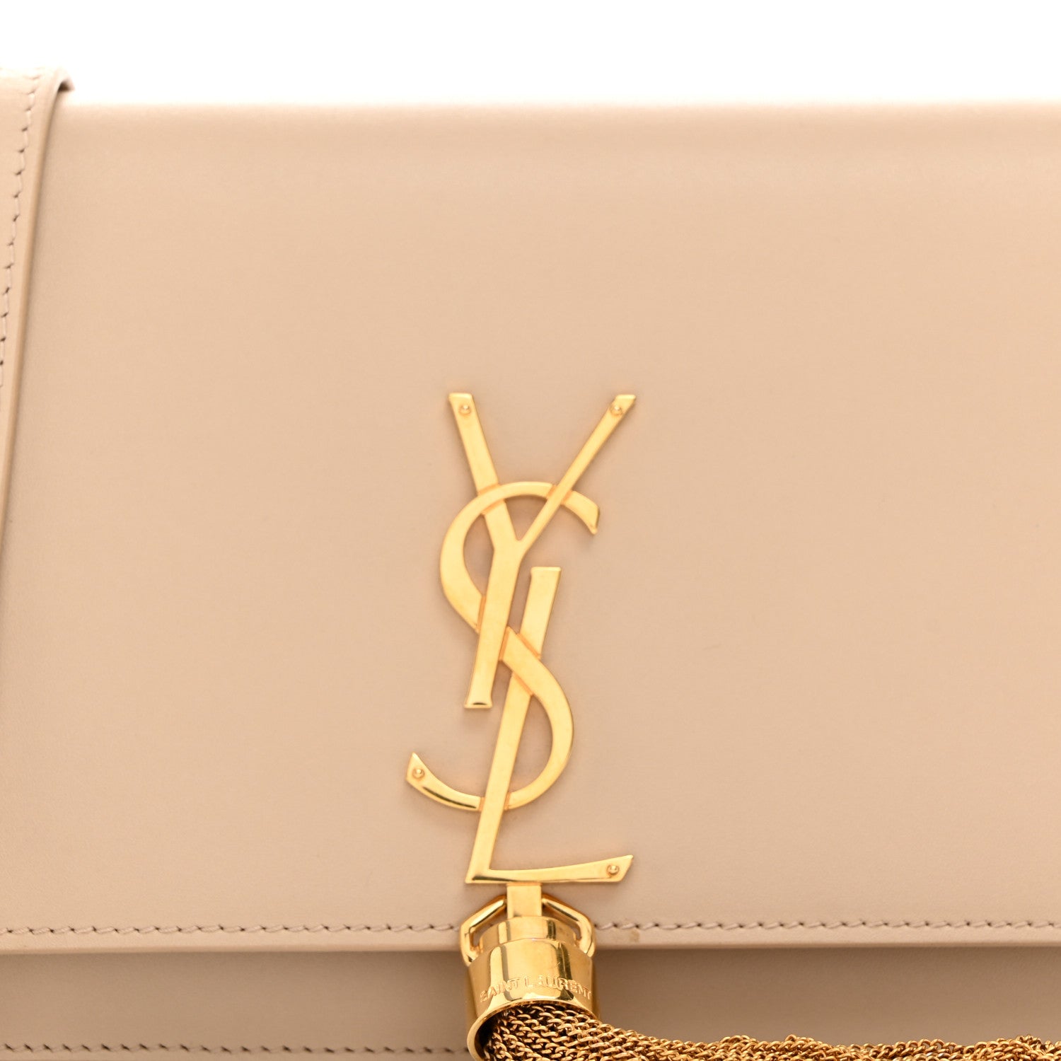 Saint Laurent Smooth Calfskin Classic Monogram Kate Tassel Chain Wallet Dark Beige 9 of 11
