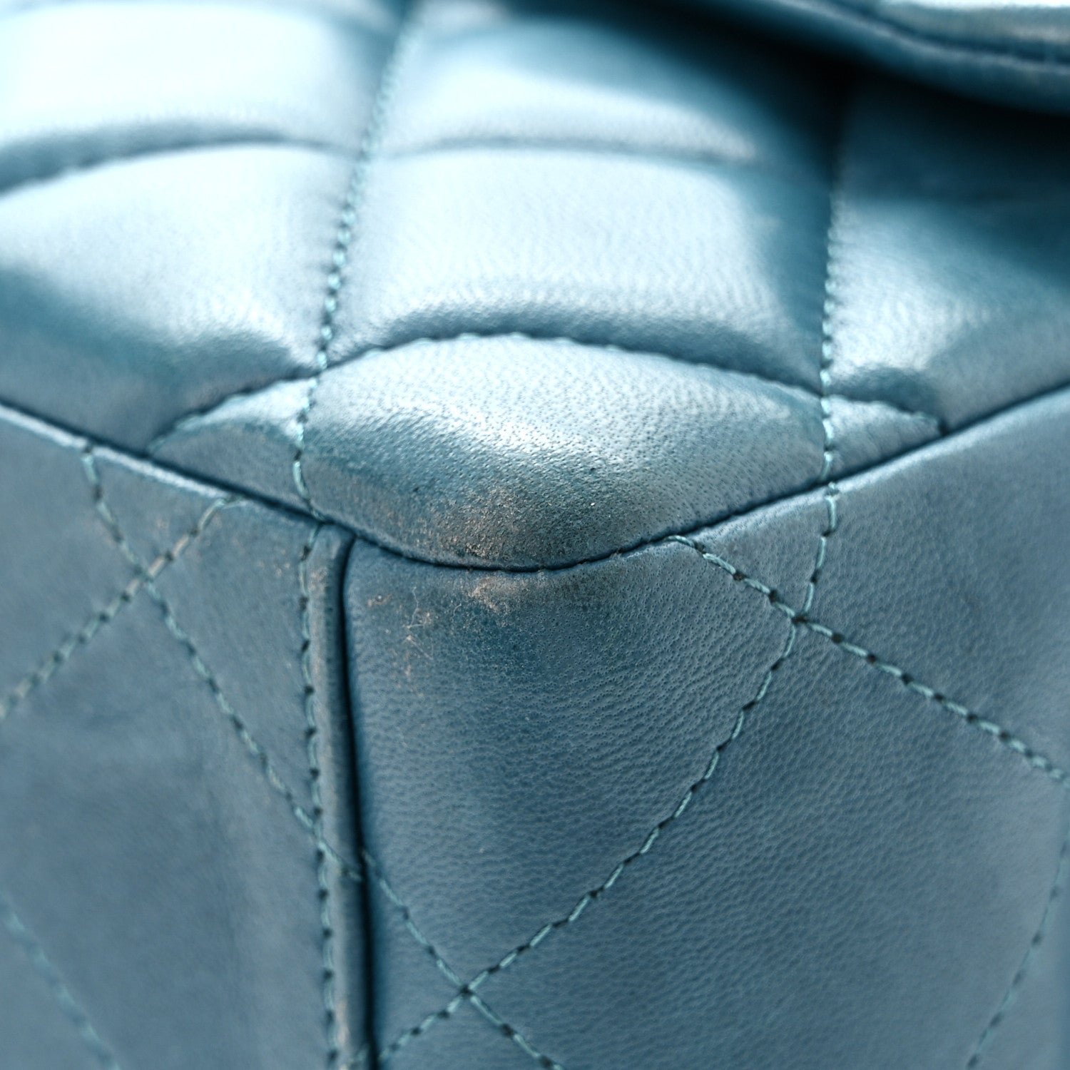 Chanel Lambskin Quilted Maxi Double Flap Turquoise 11 of 13