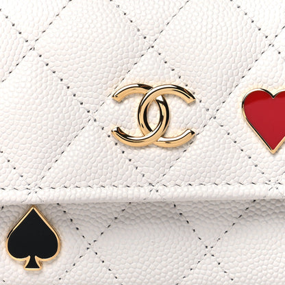 Chanel Caviar Quilted Enamel Coco Casino Flap Card Holder Wallet White 9 of 11