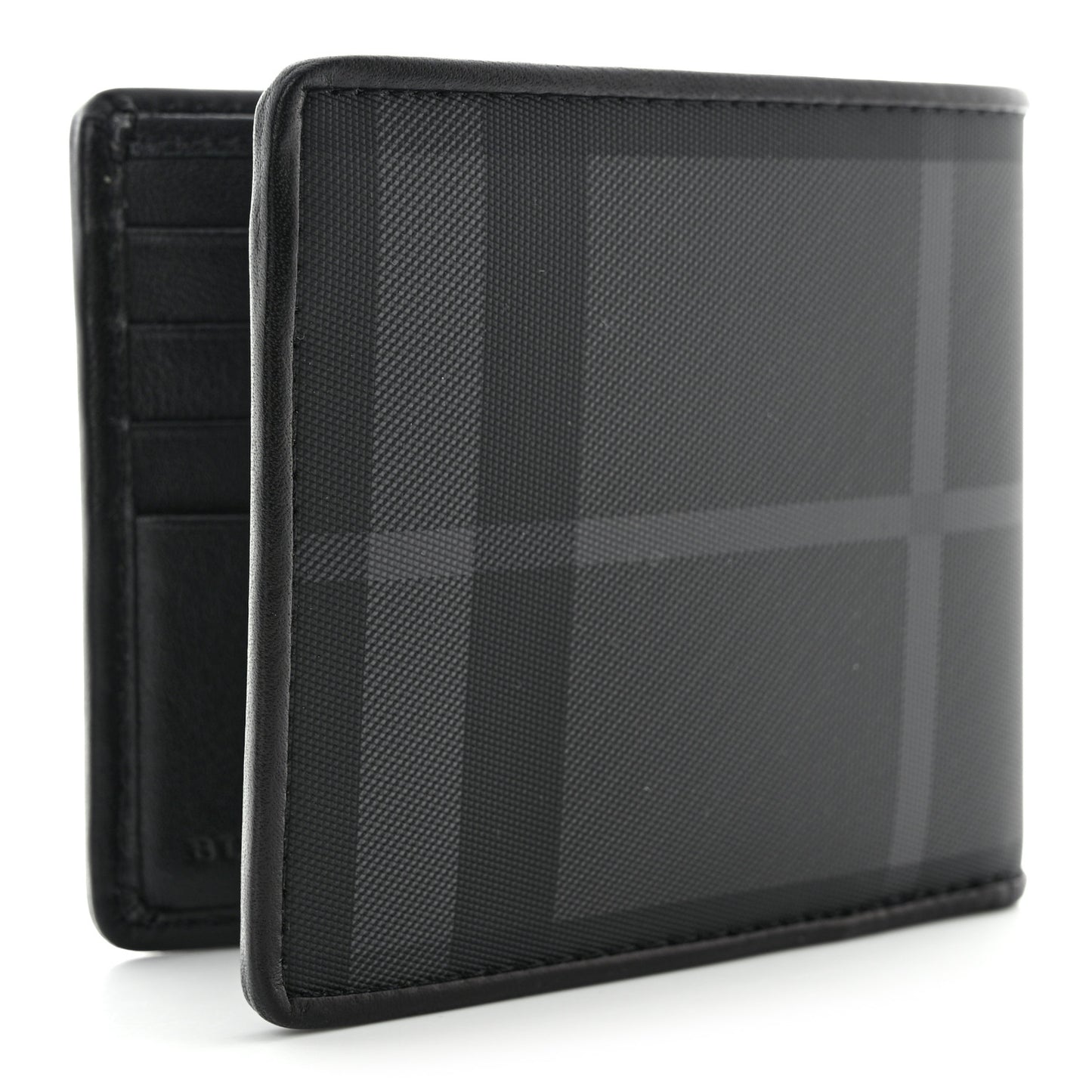 London Check Bi-Fold Mens Wallet Charcoal Black