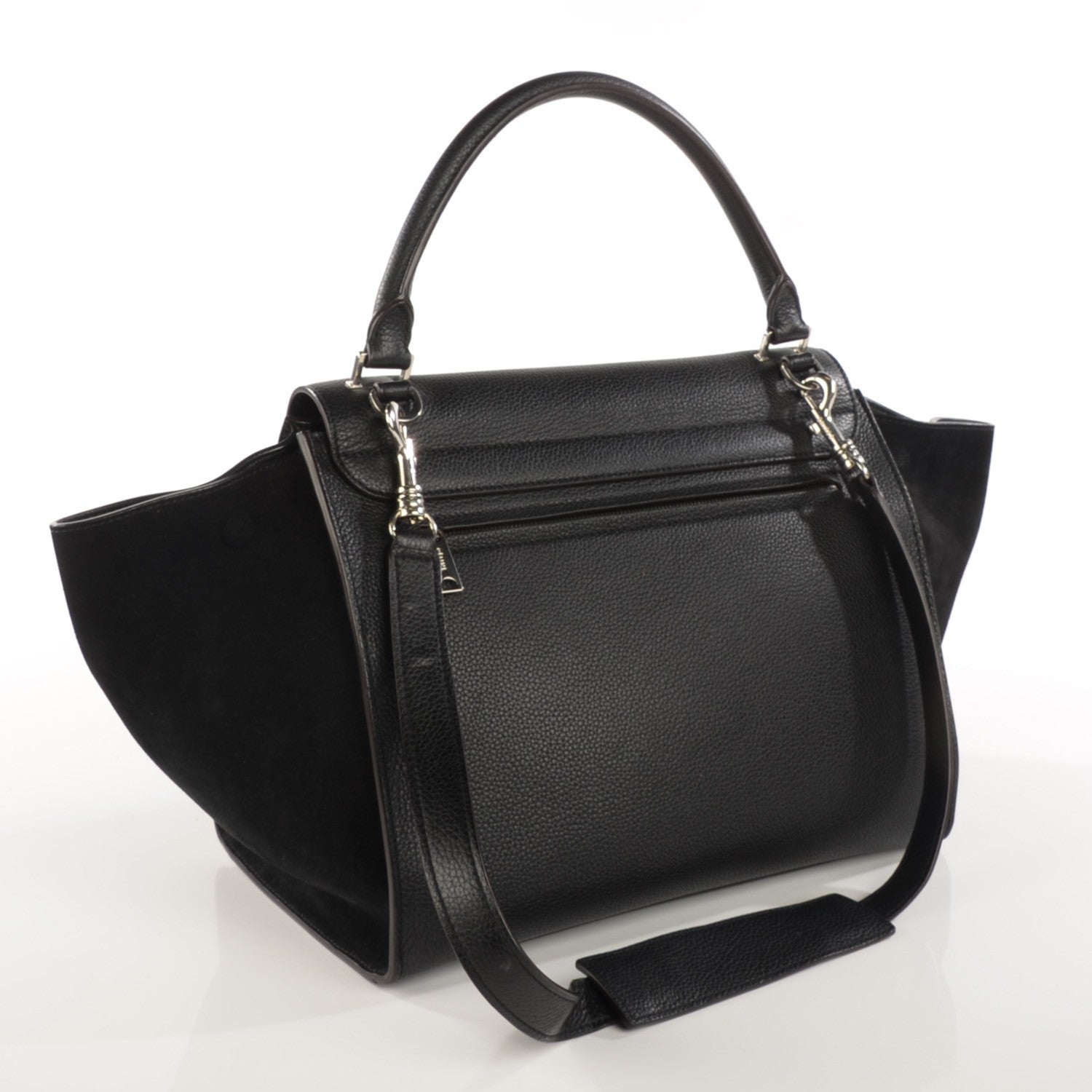 Celine Drummed Calfskin Suede Medium Trapeze Black 3 of 8