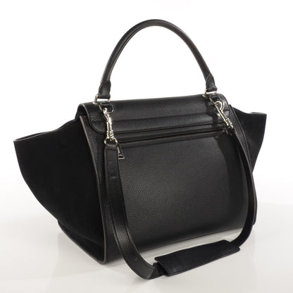 Celine Drummed Calfskin Suede Medium Trapeze Black 3 of 8