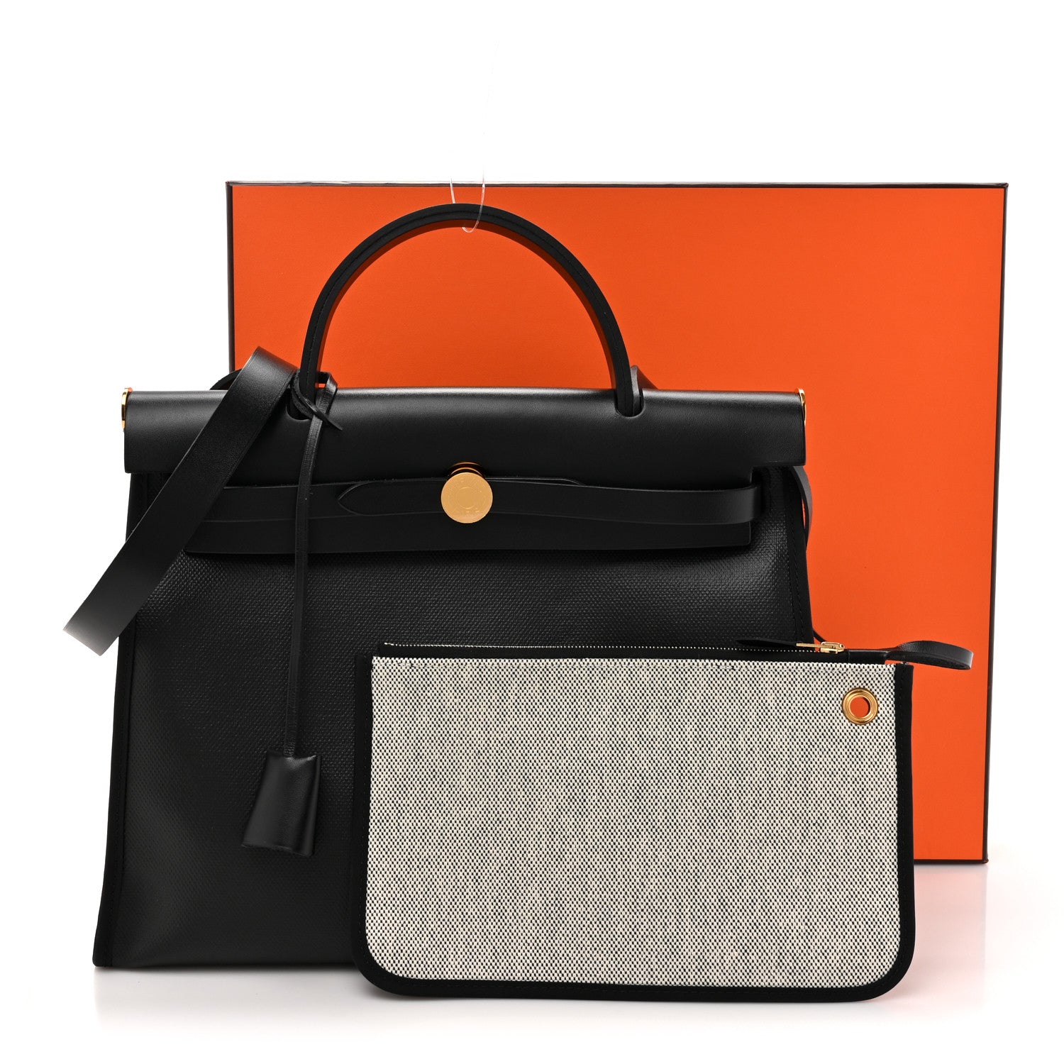 Hermes Toile H Berline Vache Hunter Herbag Zip PM 31 Black Ecru 12 of 12