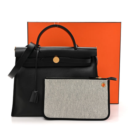 Hermes Toile H Berline Vache Hunter Herbag Zip PM 31 Black Ecru 12 of 12