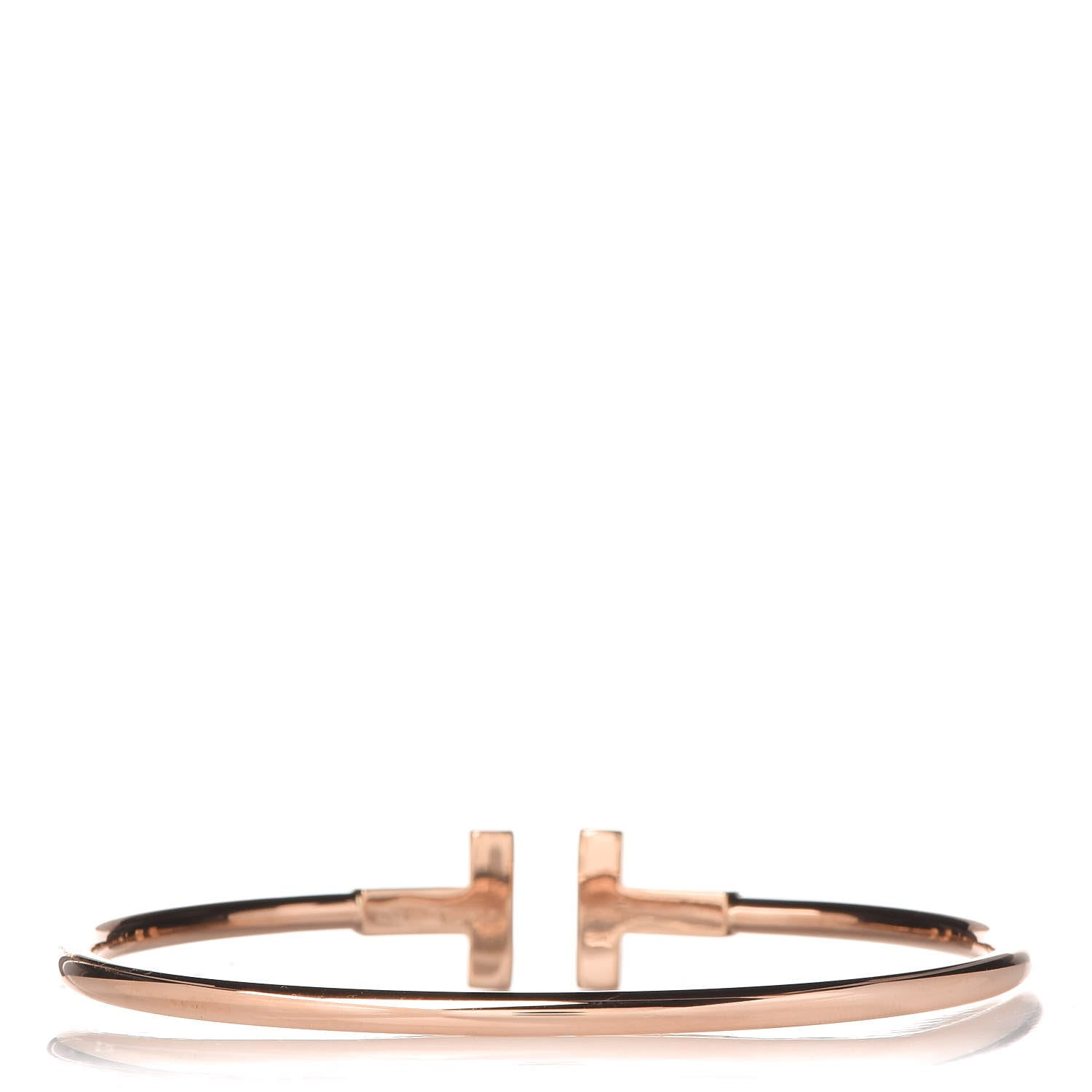 Tiffany 18K Rose Gold Diamond T Wire Bracelet 3 of 5