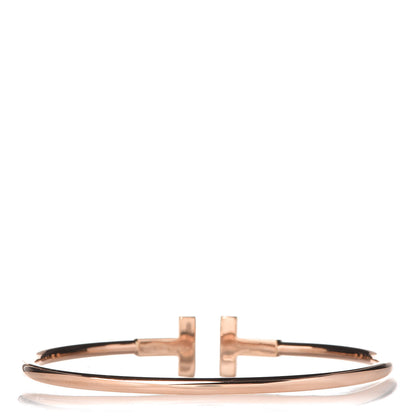 Tiffany 18K Rose Gold Diamond T Wire Bracelet 3 of 5