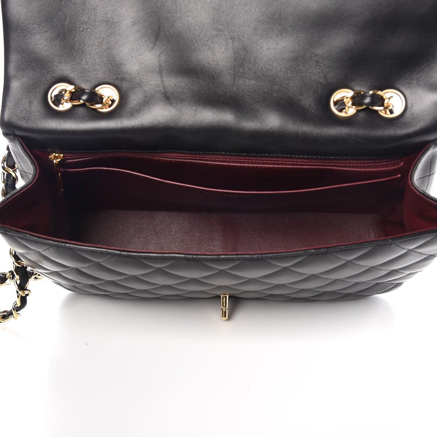 Lambskin Quilted Jumbo Single Flap Black