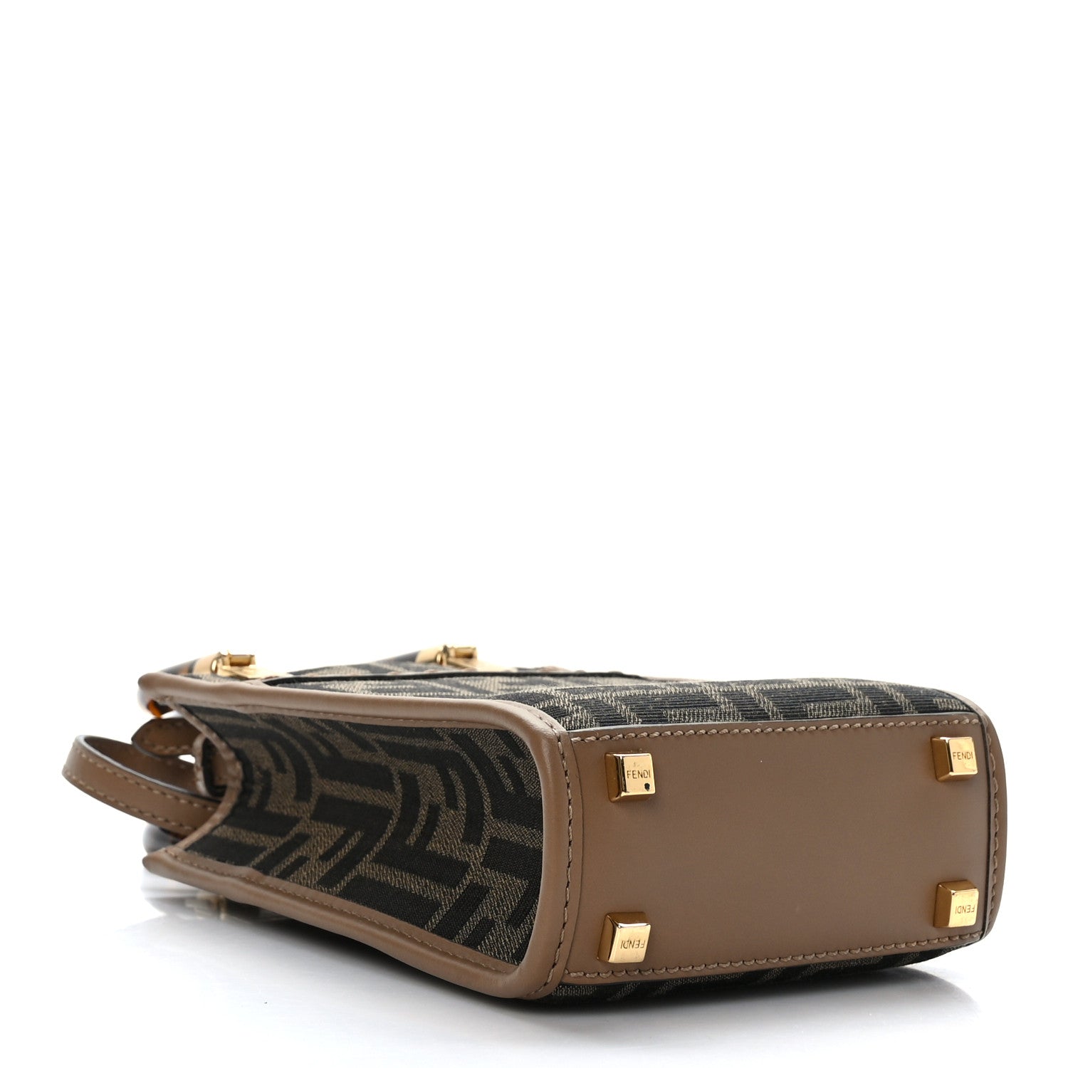 Fendi Fabric Jacquard Vitello King Plexiglass FF 1974 Mini Fendi Sunshine Shopper Tote Tobacco Moro Sand 1 of 9