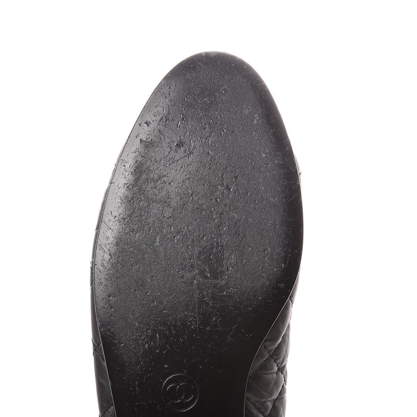 Aged Calfskin Quilted CC Cap Toe Ballerina Flats 39.5 Black