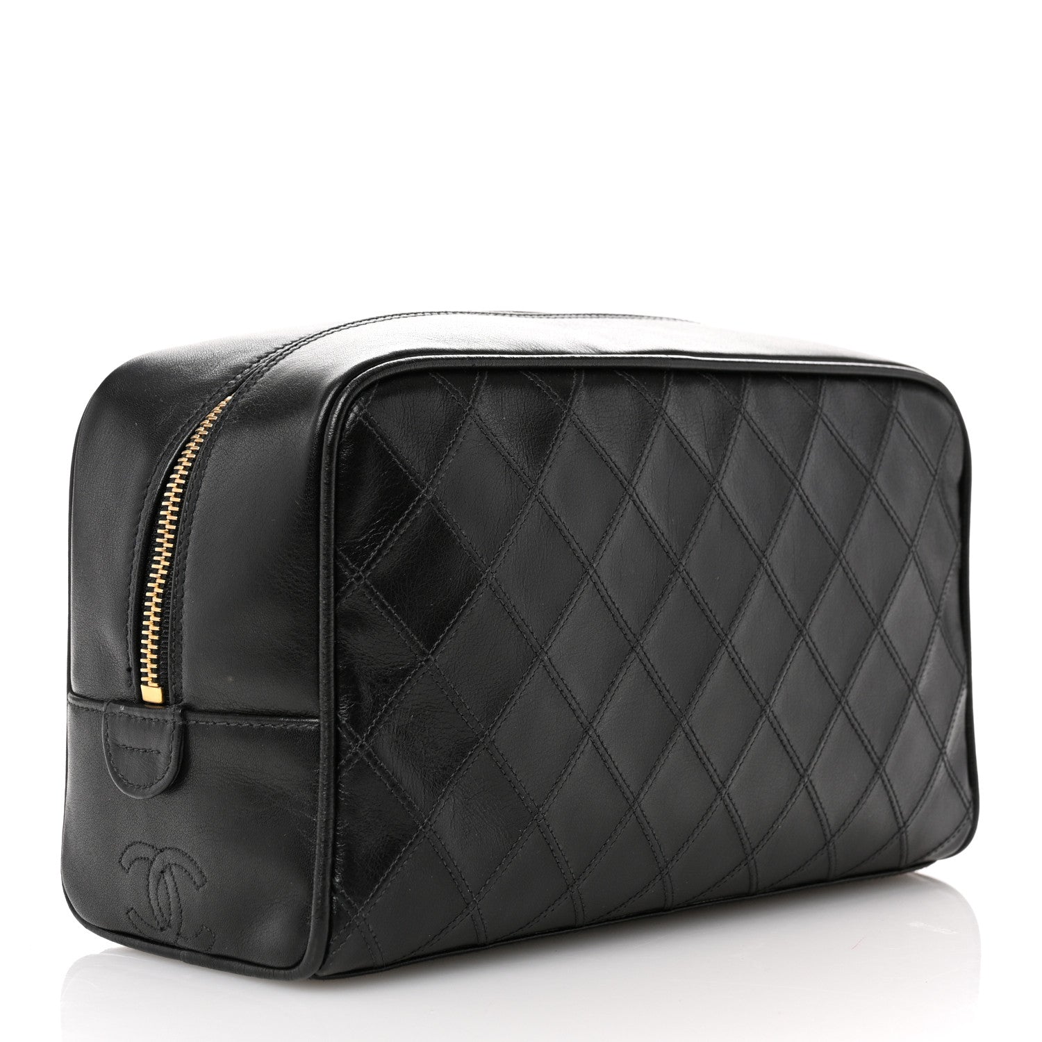 Chanel Lambskin Diamond Stitch Cosmetic Case Black 3 of 9