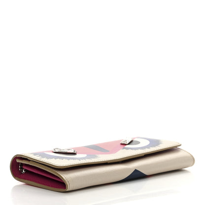 Fendi Vitello Elite Crystal Eye Monster Continental Wallet on Chain Bellini Multicolor 4 of 11
