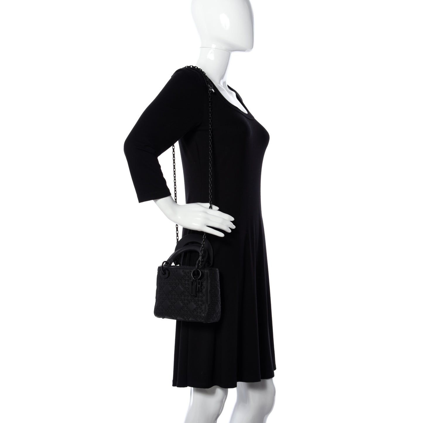 Ultra Matte Calfskin Cannage Studded Mini Supple Lady Dior Black