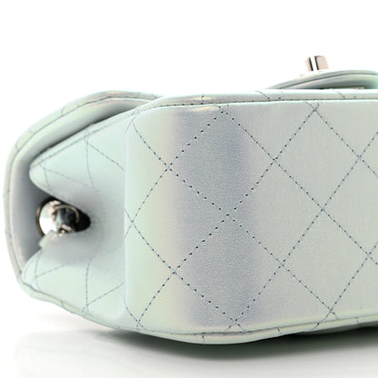 Chanel Iridescent Lambskin Quilted Mini Square Flap Light Blue 9 of 10