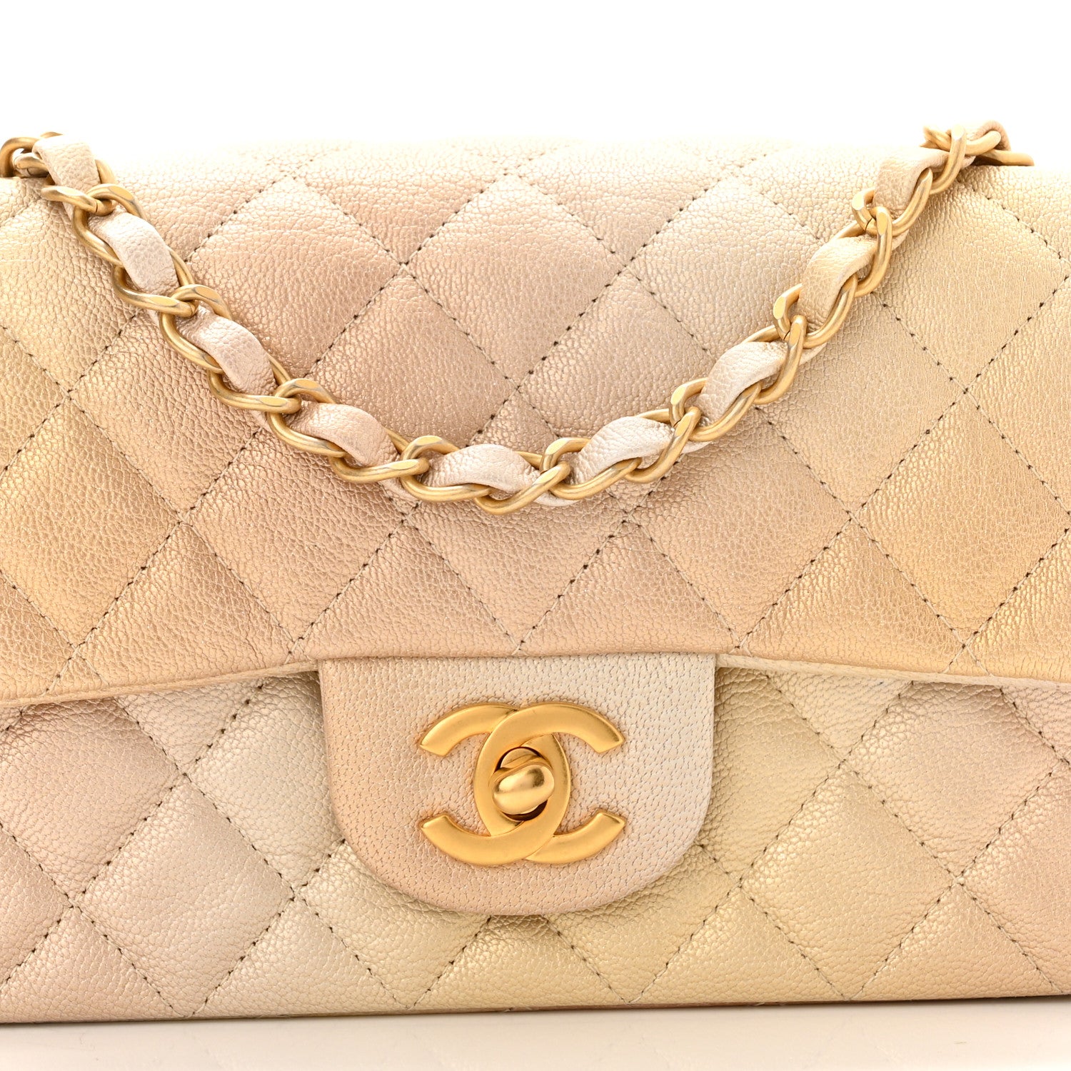 Chanel Metallic Goatskin Quilted Mini Rectangular Flap Gold 8 of 11