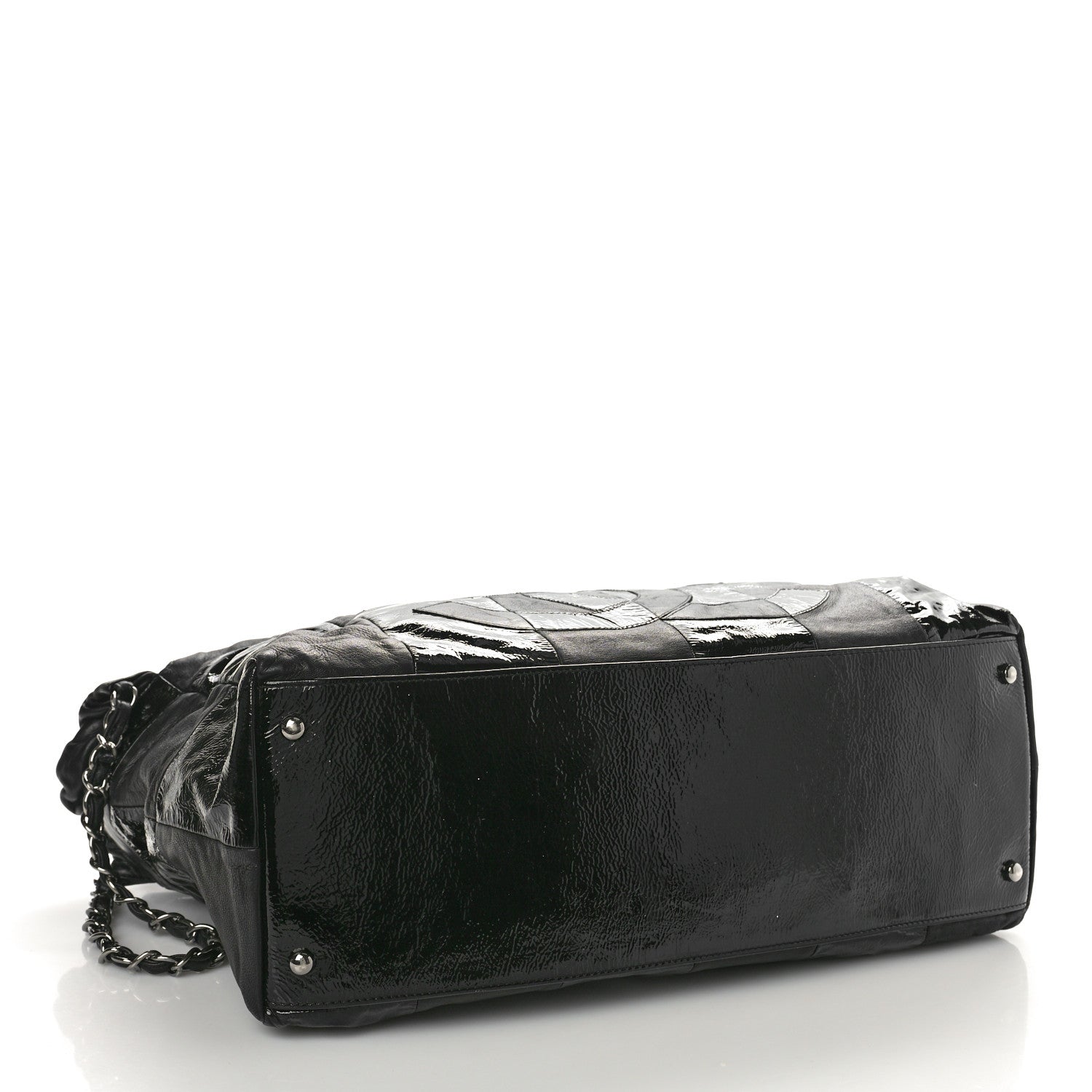 Chanel Lambskin Patent Calfskin Brooklyn Patchwork Hobo Black 4 of 11