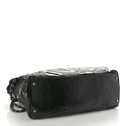 Chanel Lambskin Patent Calfskin Brooklyn Patchwork Hobo Black 4 of 11