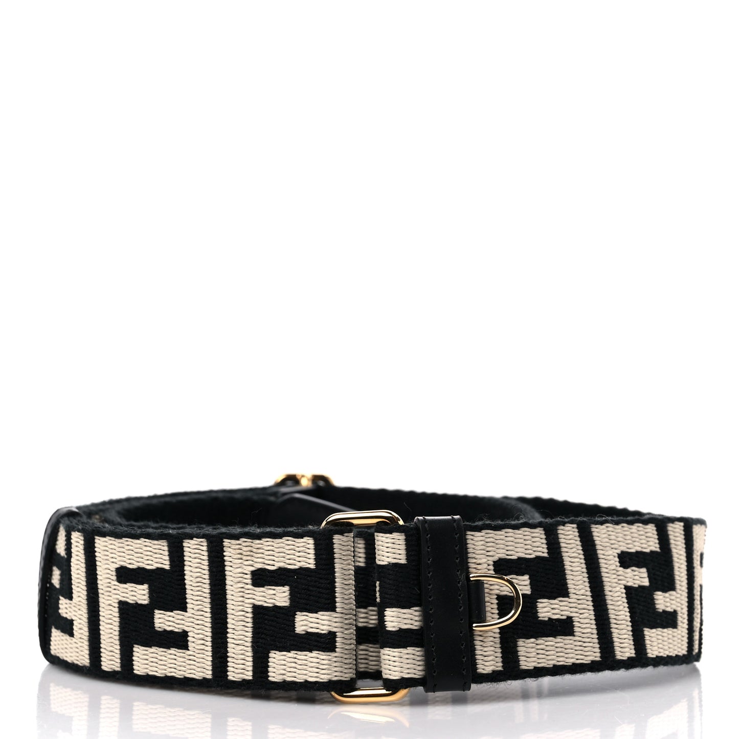Jacquard Ribbon Vitello King FF Bi-Color Intreccio Adjustable Strap You Black White