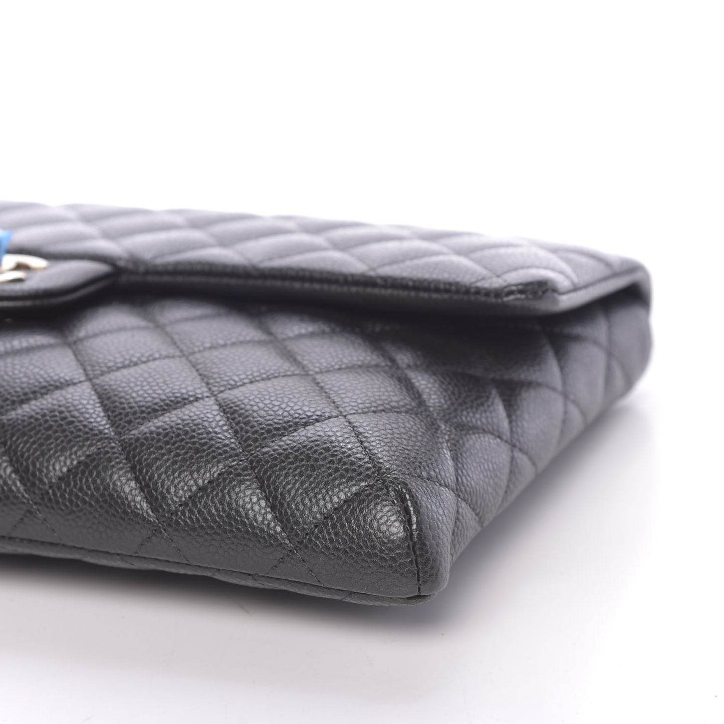 Caviar Quilted Flap Clutch Dark Grey