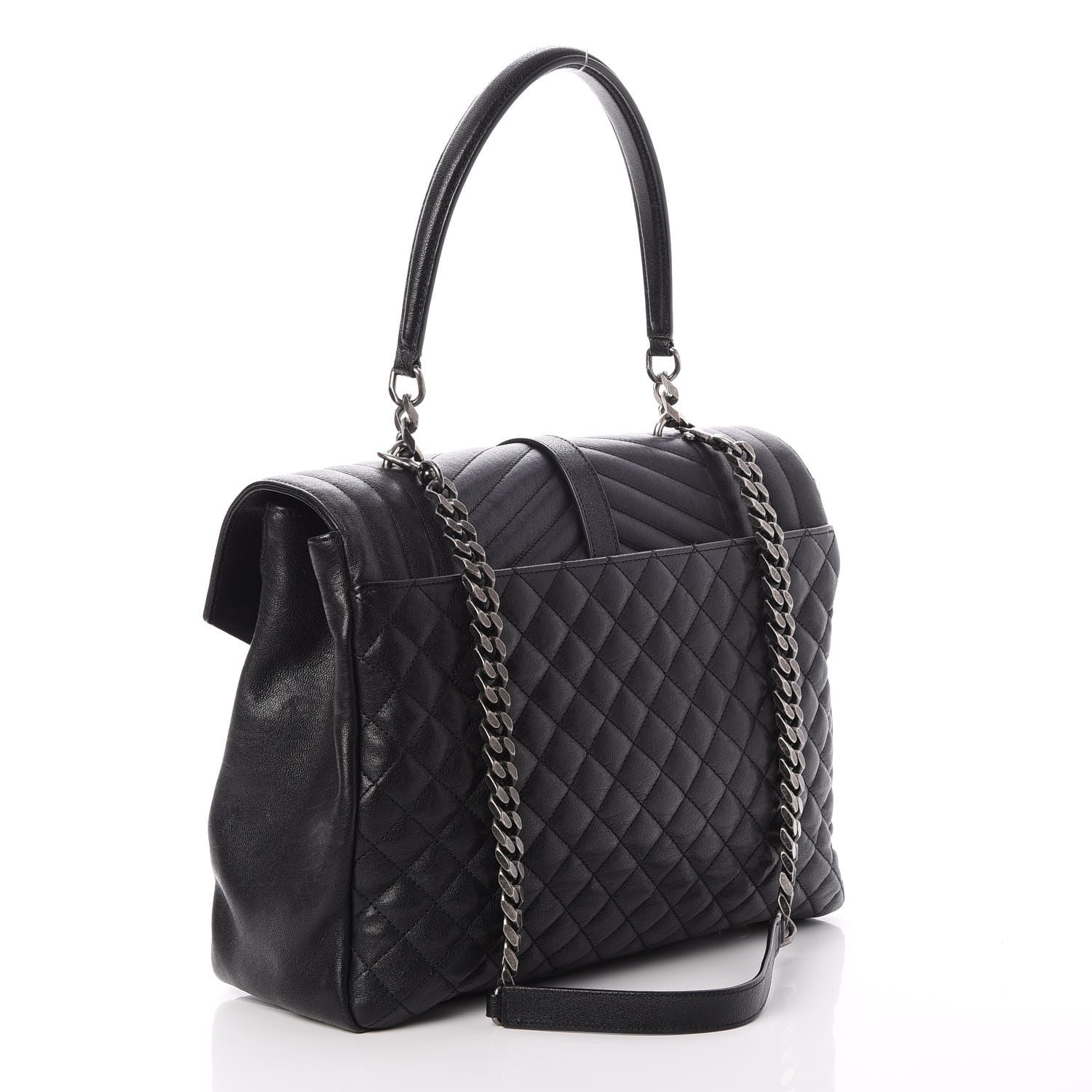 Saint Laurent Sheepskin Tri-quilt Monogram Large College Satchel Black 4 of 9