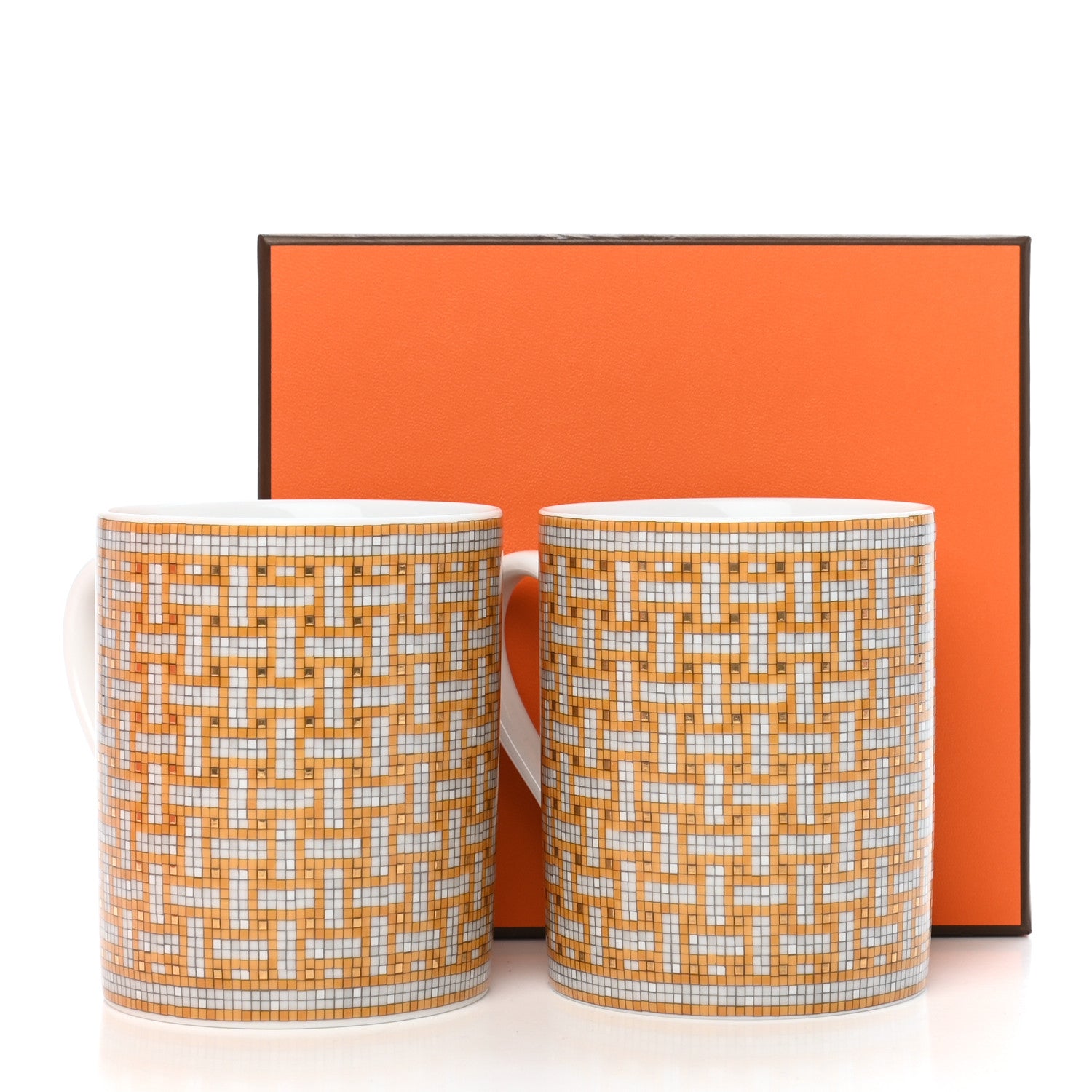 Hermes Porcelain Mosaique au 24 Mug Set of 2 Gold 5 of 5