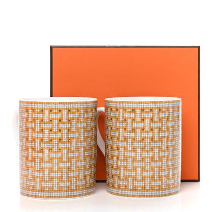 Hermes Porcelain Mosaique au 24 Mug Set of 2 Gold 5 of 5