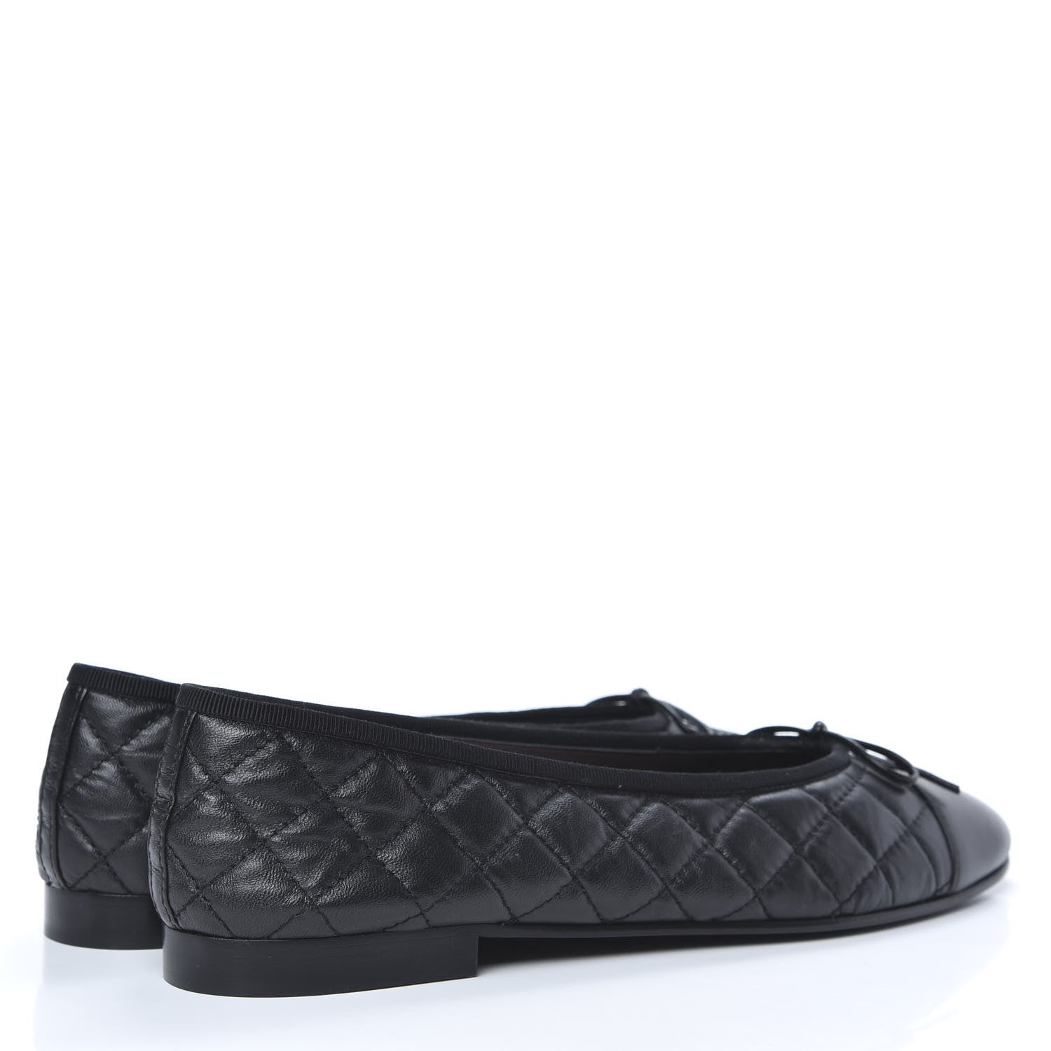 Chanel Aged Calfskin Quilted CC Cap Toe Ballerina Flats 42 Black 4 of 9