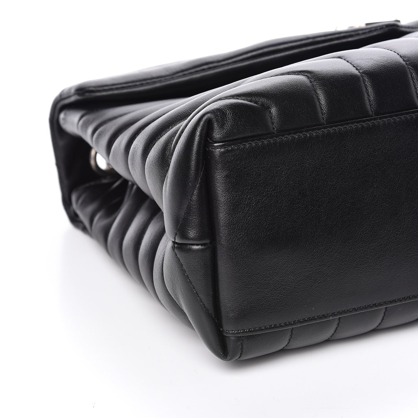 Calfskin Y Quilted Monogram Medium Loulou Chain Satchel Black