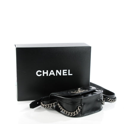 Chanel Shiny Goatskin Quilted Small Double Chained Messenger Flap Black 4 of 8