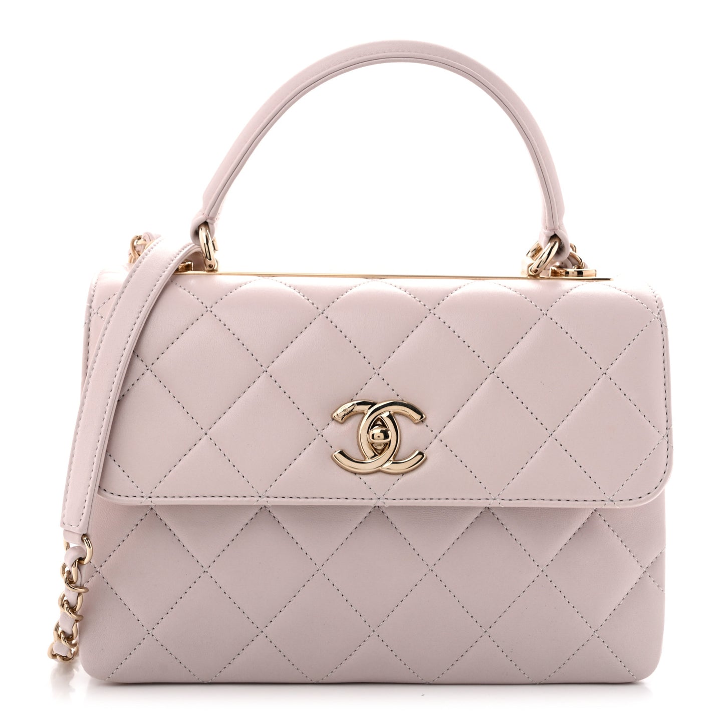 Lambskin Quilted Small Trendy CC Dual Handle Flap Bag Light Purple