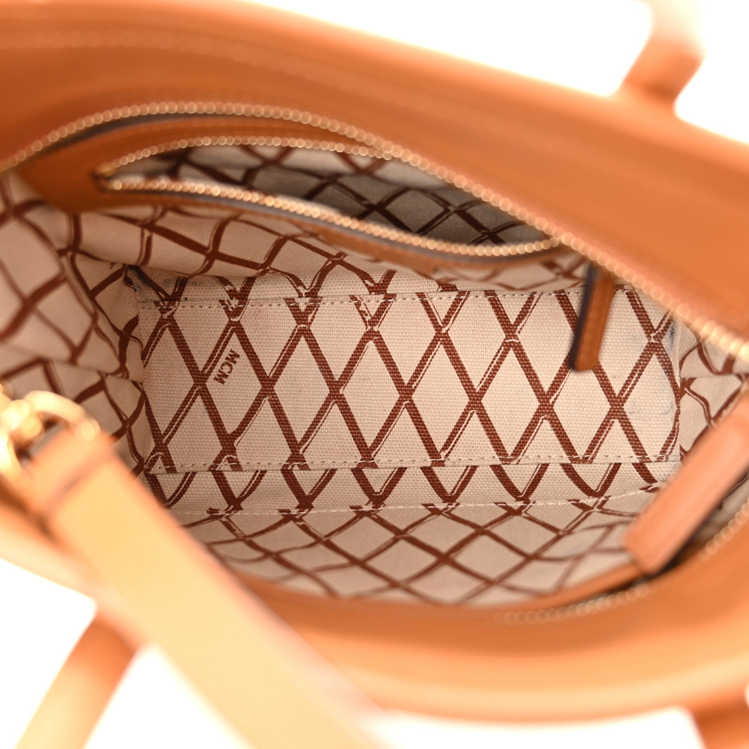 MCM Visetos Mini Toni Shopper Tote Cognac 5 of 12